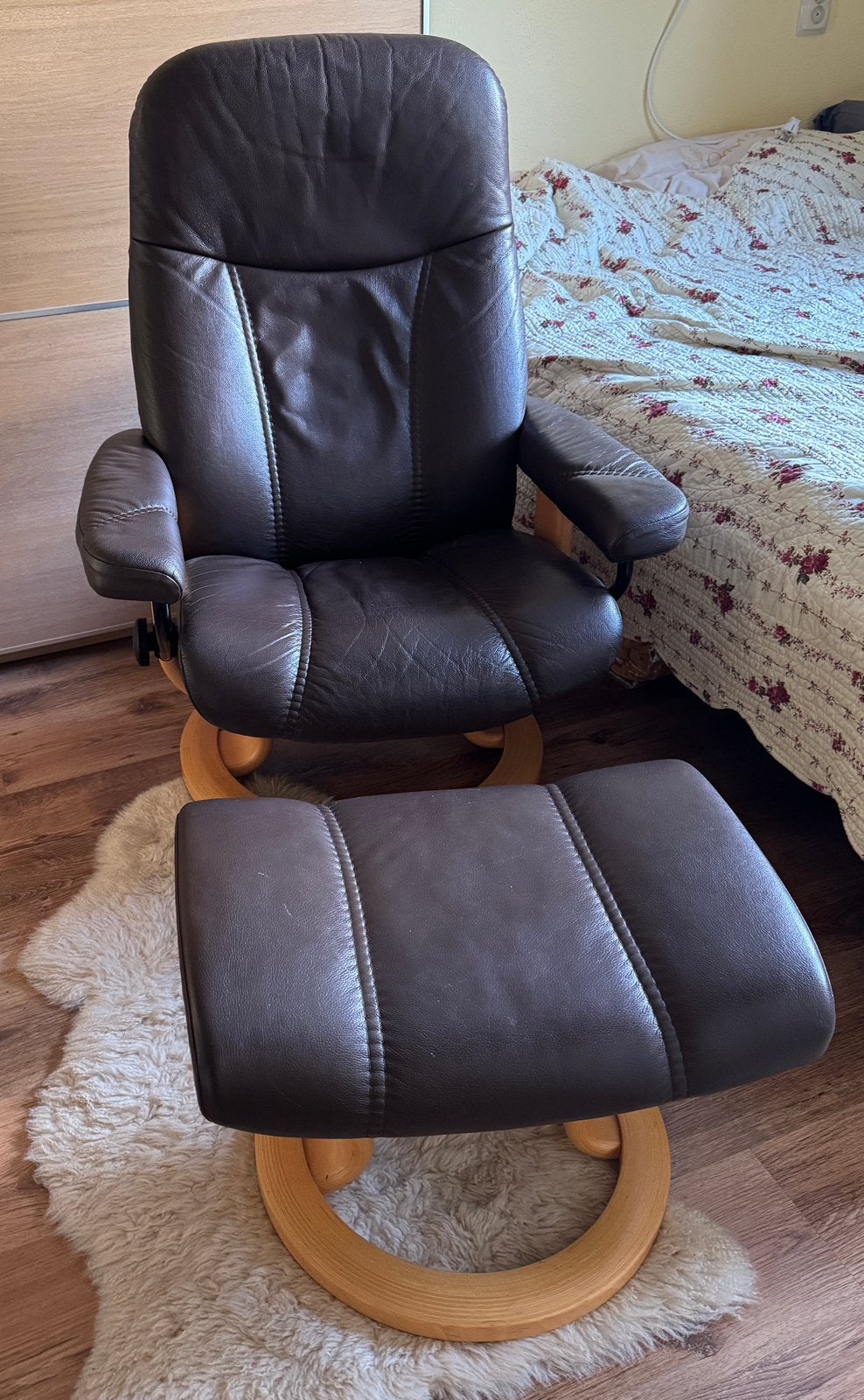 Stressless Consul fauteuil Maat S Met voetenbank, Ophalen, 75 tot 100 cm, Zo goed als nieuw, Leer