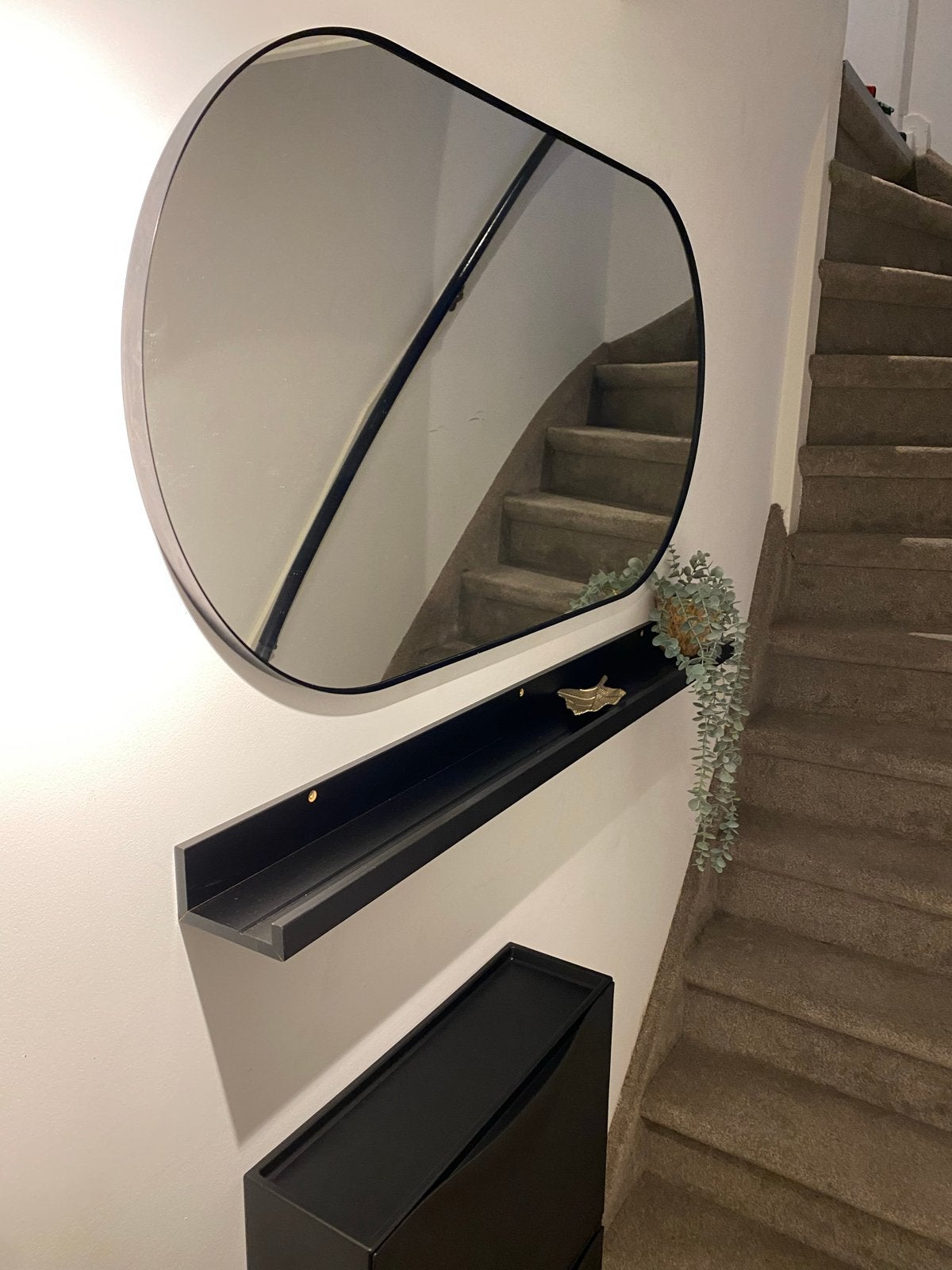 Ovale spiegel en wandplank, Ophalen, Minder dan 50 cm, Gebruikt, Minder dan 100 cm