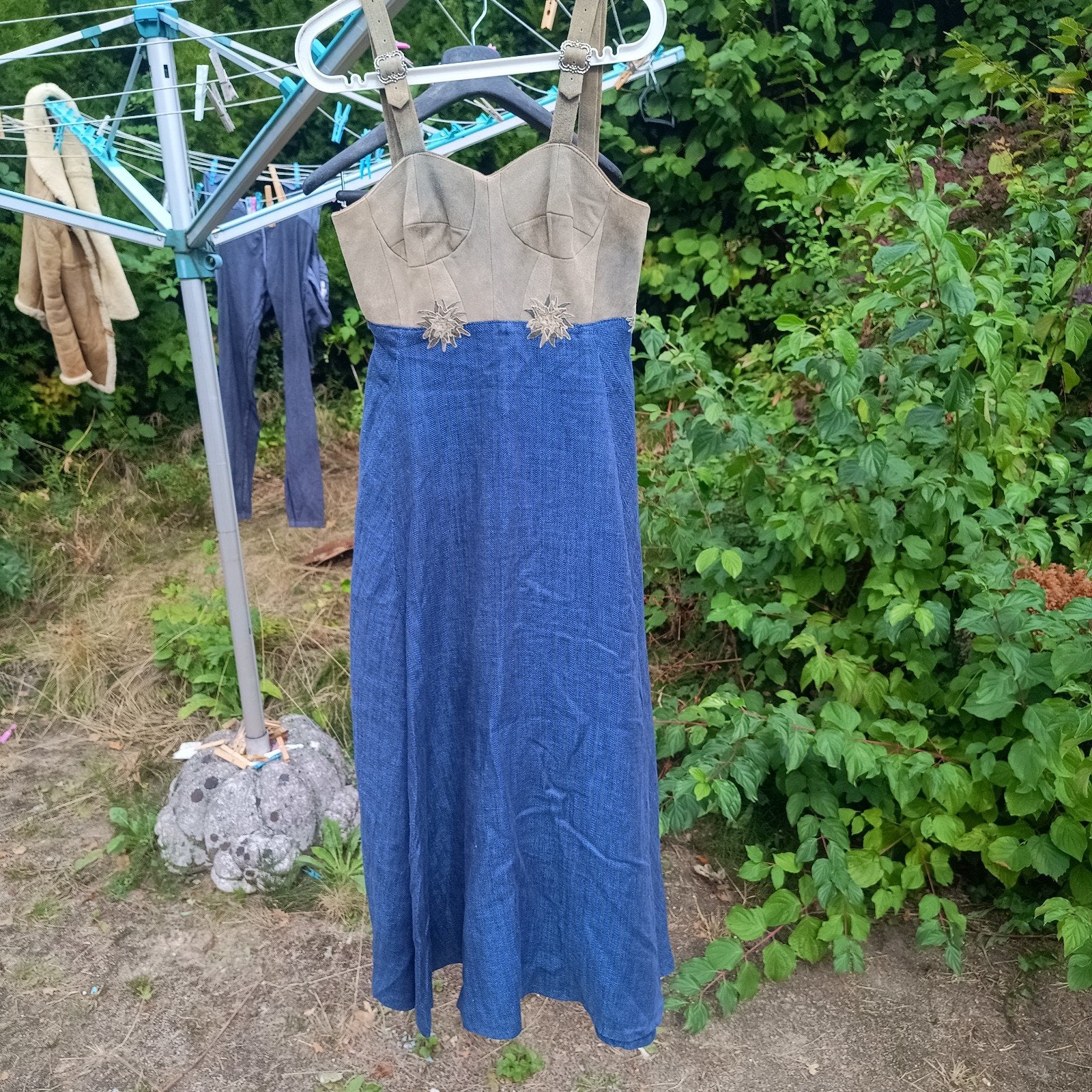 Meindl 38 leren dirndl echt leer lijfje linnen jurk, Ophalen of Verzenden, Gedragen, Maat 38/40 (M), Overige thema's