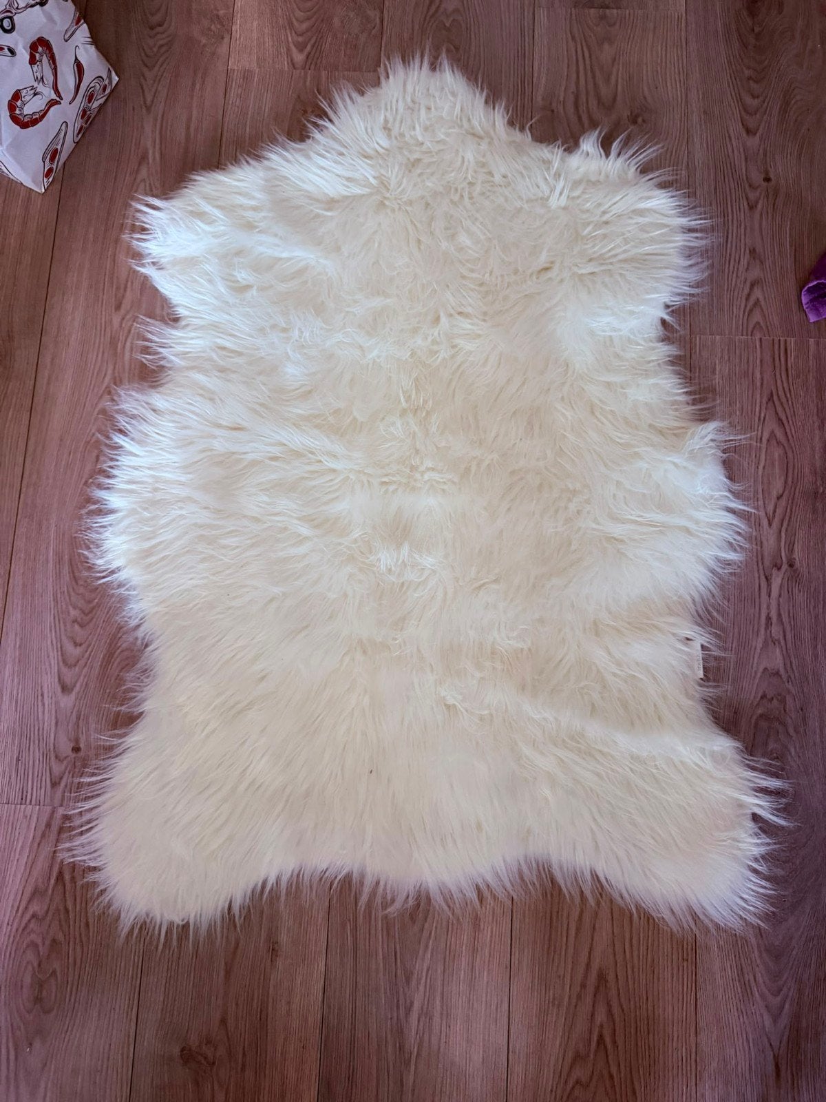 Zacht wit schapenvacht vloerkleed, Ophalen, 100 tot 150 cm, 50 tot 100 cm, Zo goed als nieuw