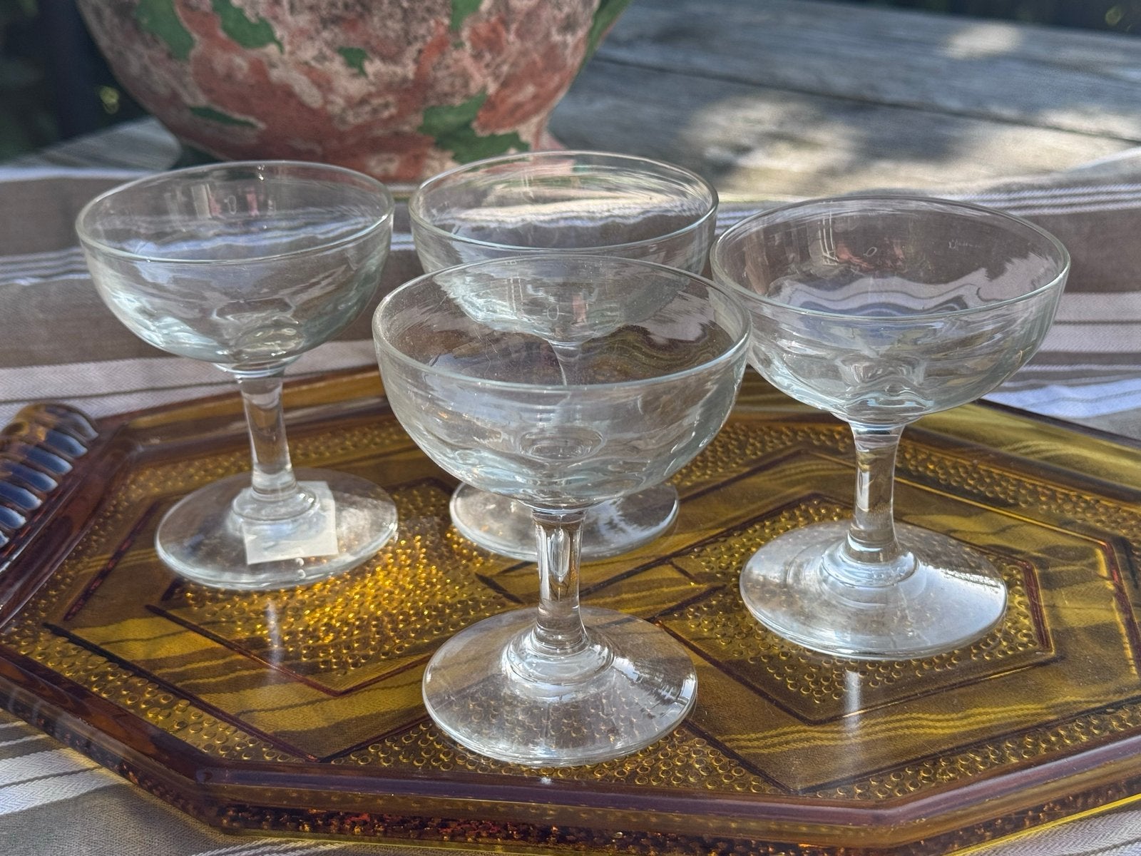 Set van 4 vintage Franse champagnecoupes, Ophalen of Verzenden