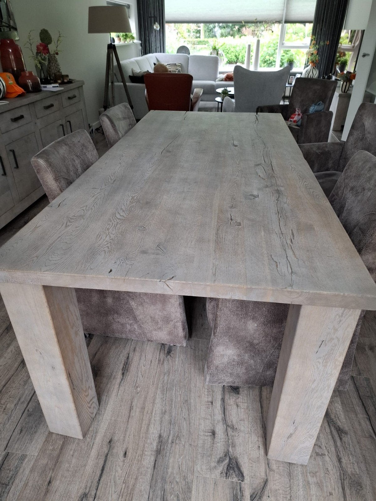 Eetkamers tafel met 6 stoelen, Ophalen, Gebruikt, 200 cm of meer, 50 tot 100 cm