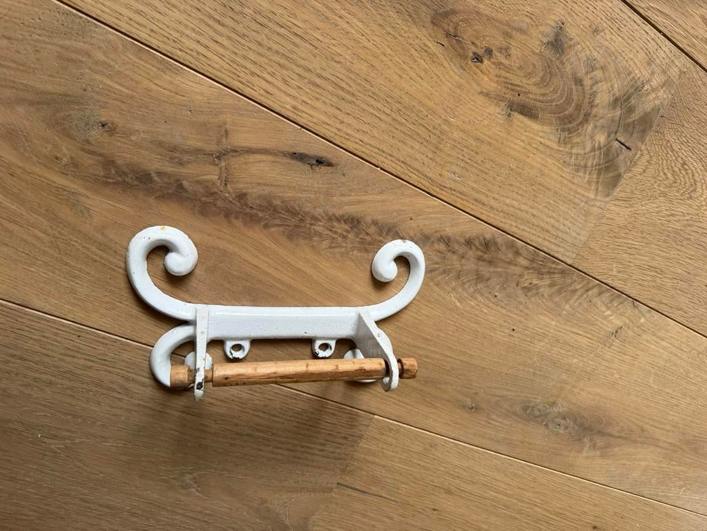 WC-rolhouder - Wit gietijzer met houten staaf, Ophalen of Verzenden, Gebruikt, Wit, Overige typen