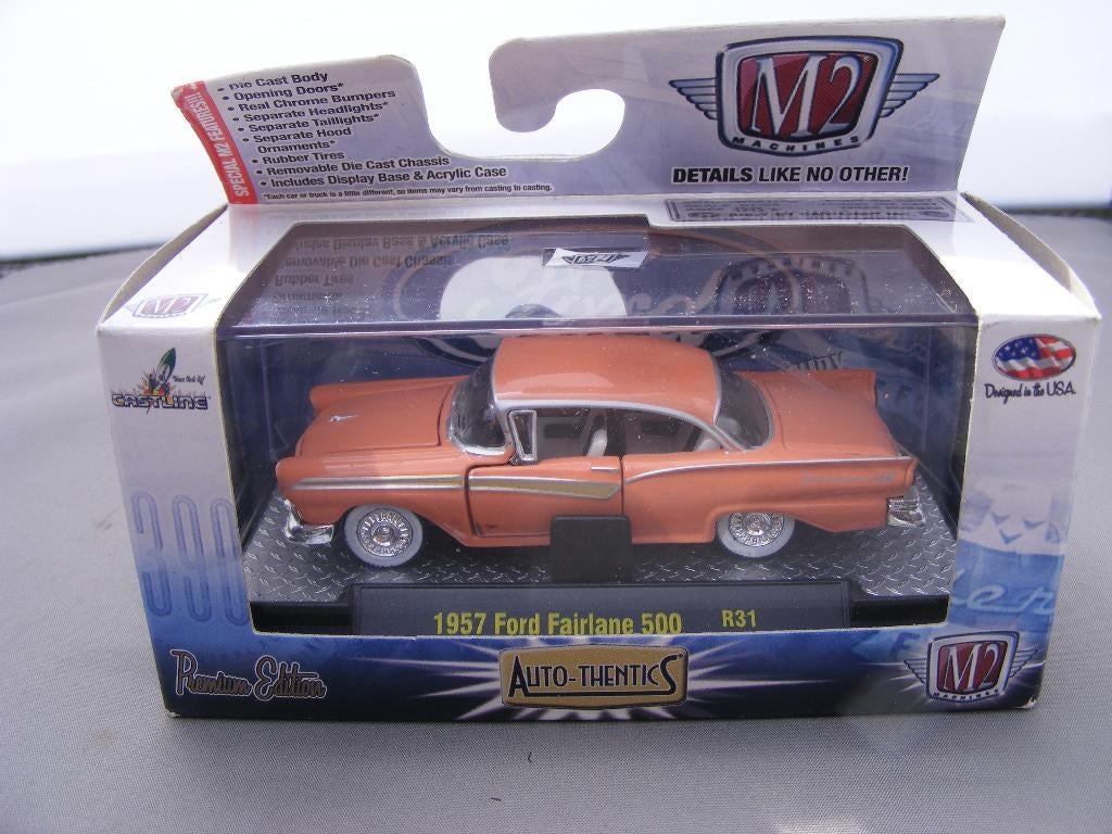 1957 Ford Fairlane 500 M2 machines 1/64 3 inch, Ophalen of Verzenden, Nieuw, Auto, Overige merken