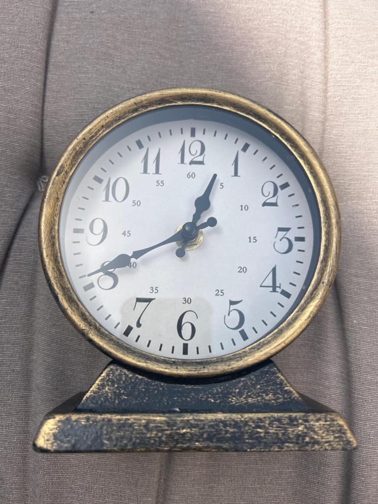 Vintage Tafelklok - Goudkleurig met Antieke Look, Ophalen of Verzenden, Gebruikt