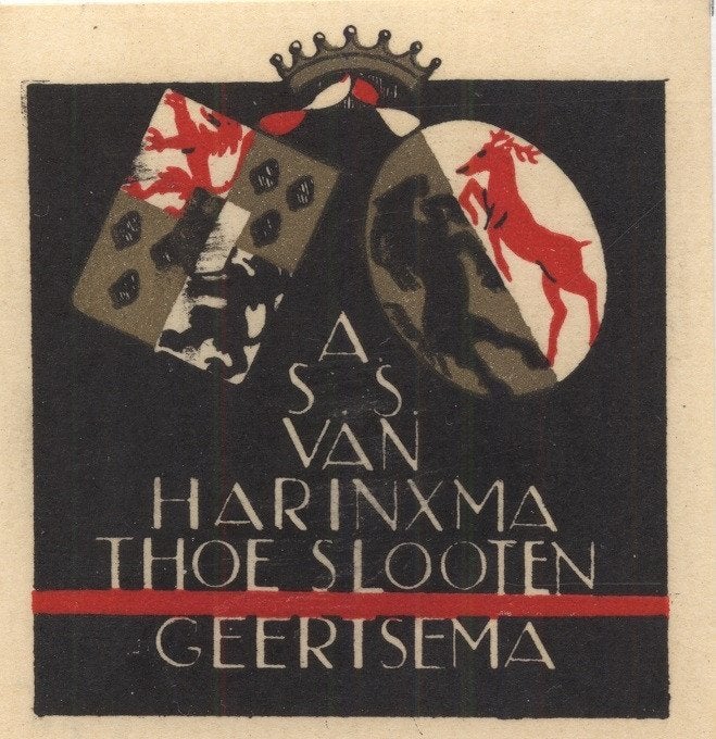 0495 Ex Libris Nederland : Jeanne Bieruma Oosting, 1945, Verzenden, Ex libris