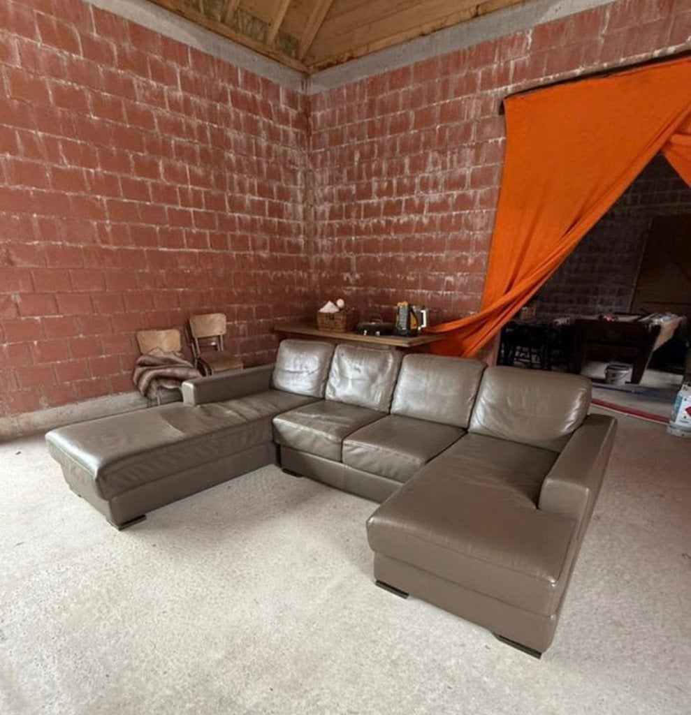 Lederen zetel, Huis en Inrichting, Ophalen, Zo goed als nieuw, 75 tot 100 cm, 50 tot 75 cm