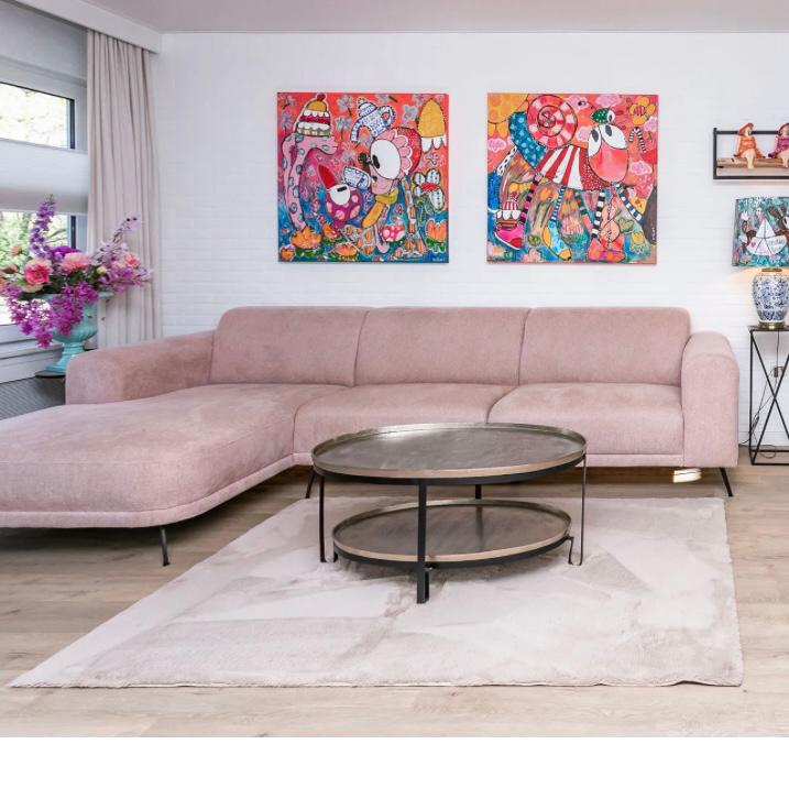 (roze) hoekbankstel van Goossens, Huis en Inrichting, Banken | Bankstellen, Ophalen, Hoekbank, 300 cm of meer, 75 tot 100 cm
