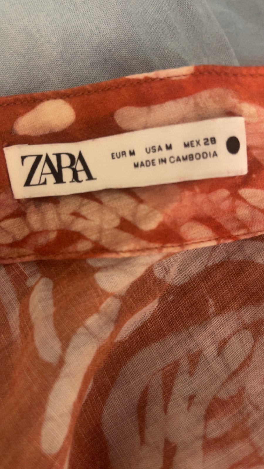 Zara Kaftan Jurk Oranje/Wit met Bladprint - Maat M, Maat 38/40 (M), Oranje, Ophalen of Verzenden, Zo goed als nieuw