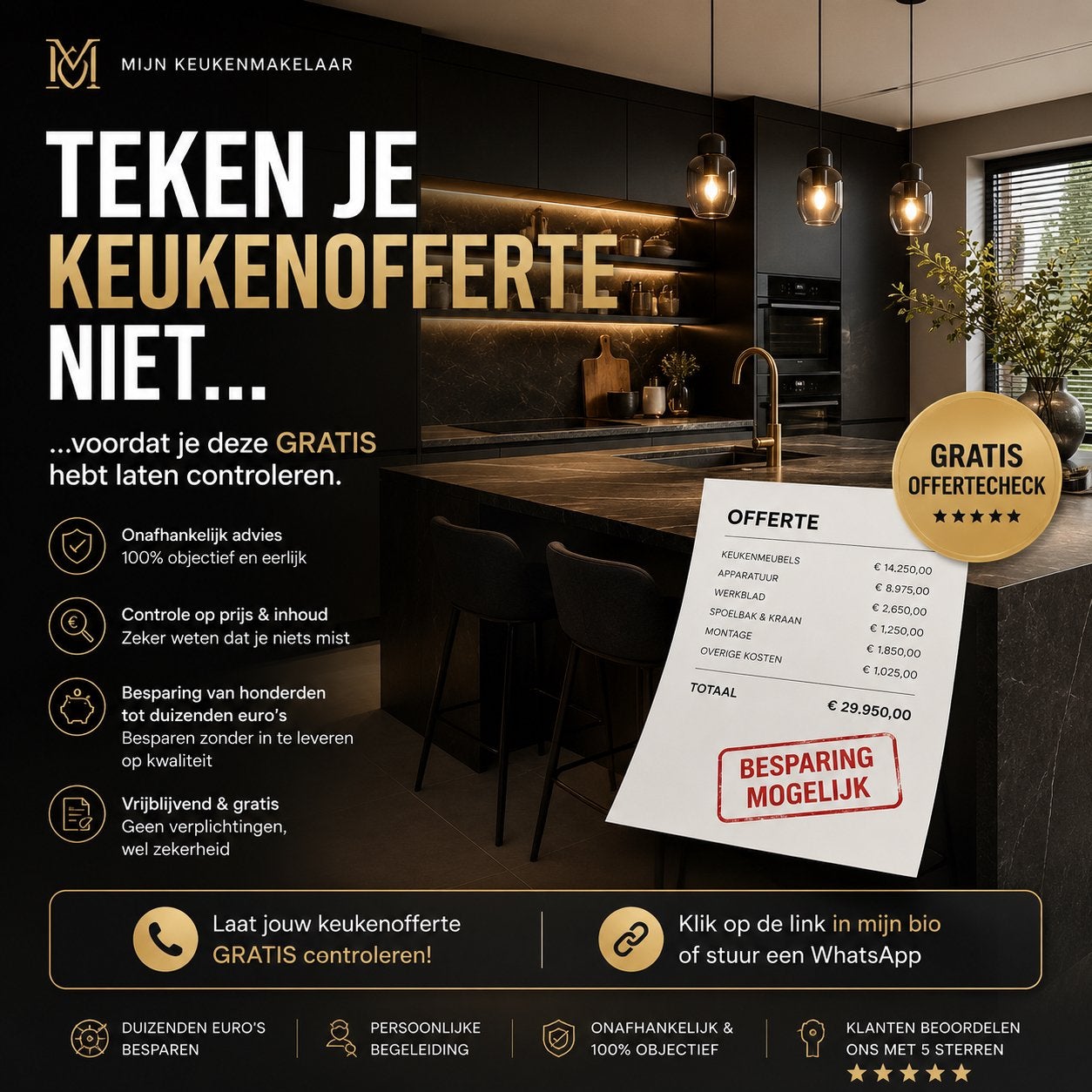 Gratis keukenofferte check – Voorkom dat je te veel betaalt, Ophalen of Verzenden, Nieuw, Overige typen
