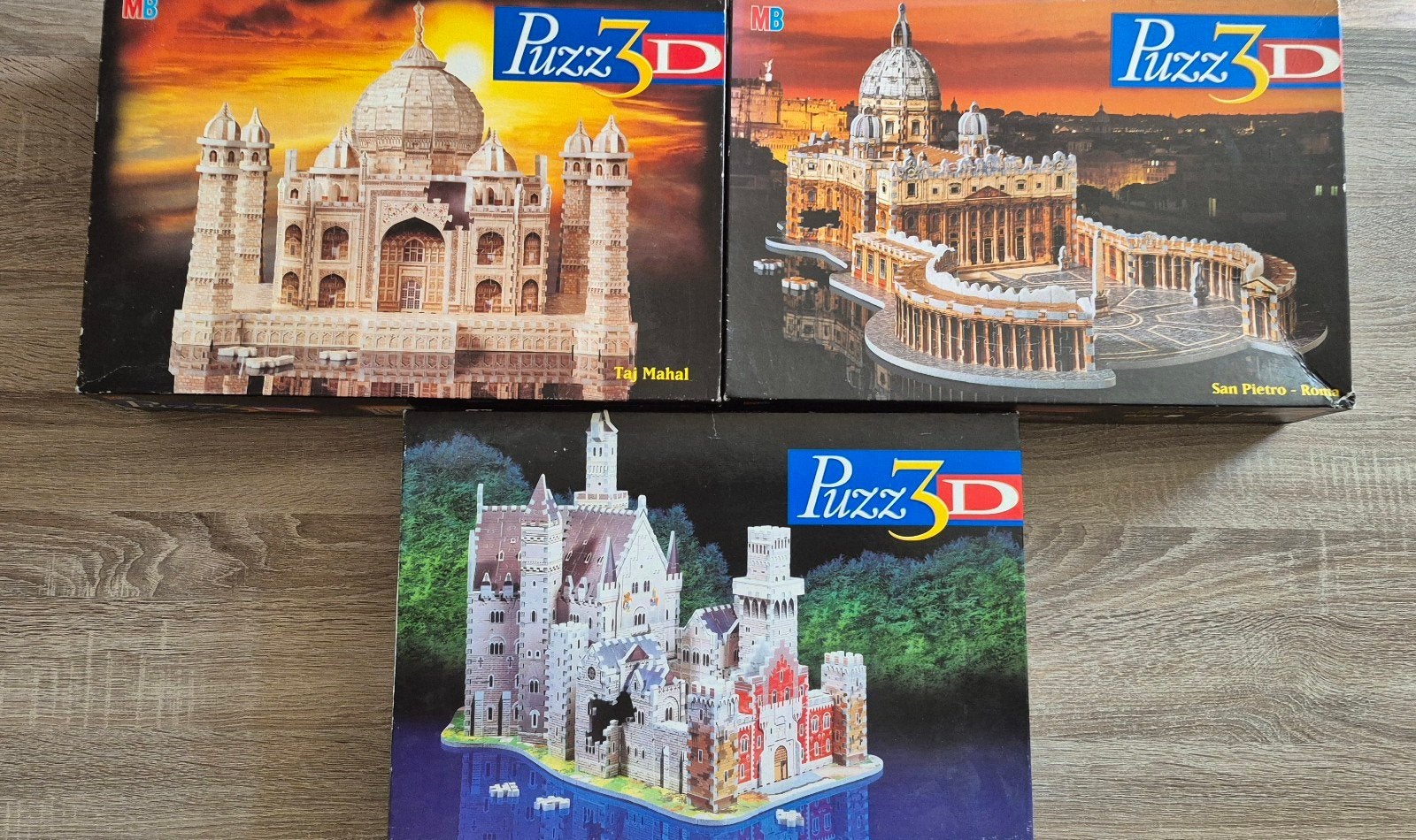 Puzz 3D set: Taj Mahal, San Pietro, Neuschwanstein, Ophalen of Verzenden, 500 t/m 1500 stukjes, Gebruikt, Rubik's of 3D-puzzel