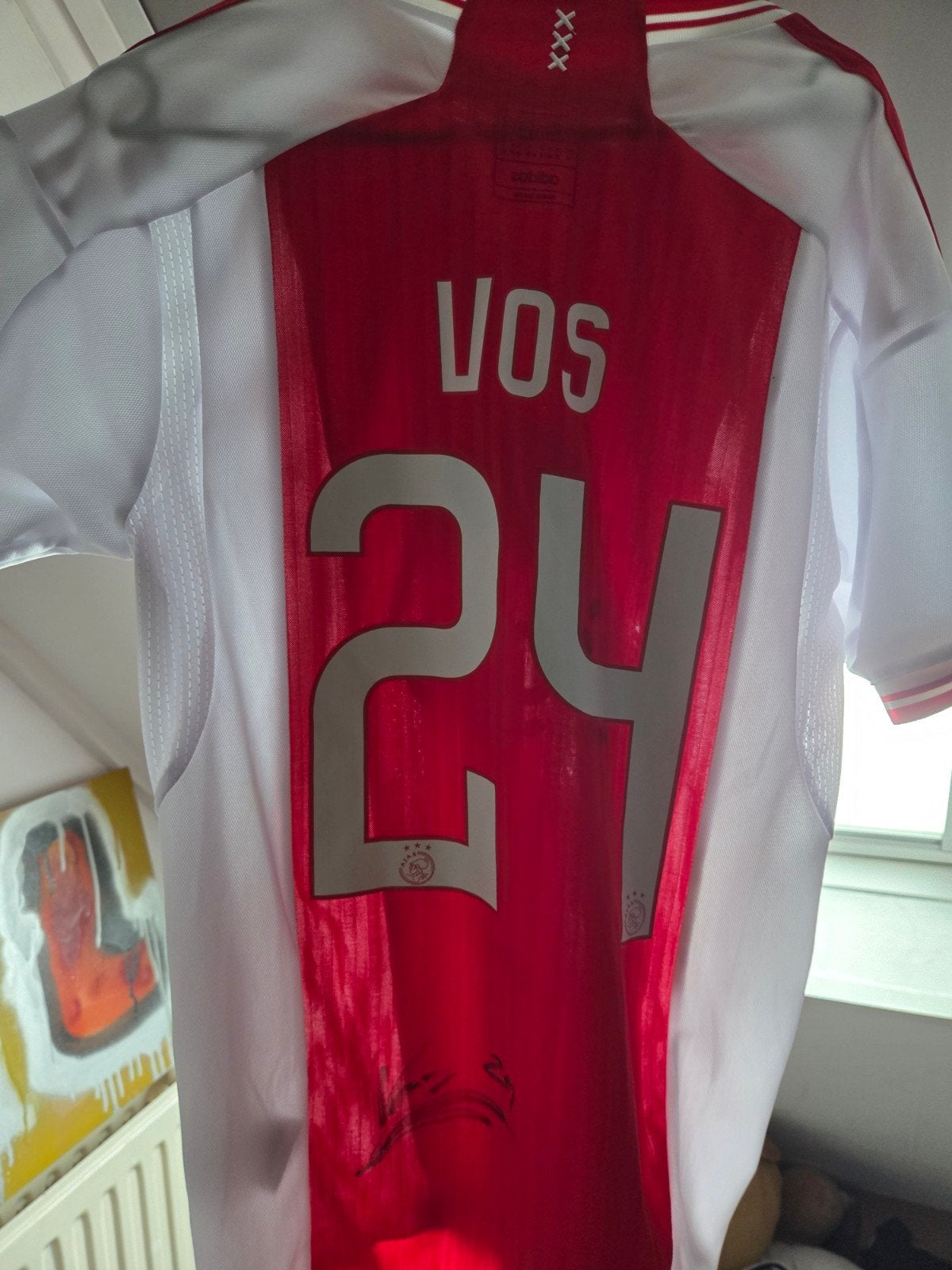 Ajax shirt met handtekening van Vos - Maat M, Maat M, Ophalen of Verzenden, Zo goed als nieuw, Shirt