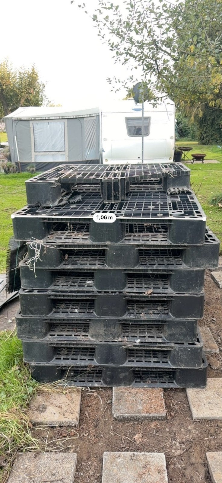 15 kunstof blokpallets 1x1m 15euro ales ophalen, Ophalen, Gebruikt, Kunststof