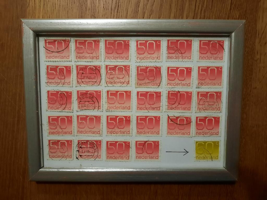 50 jaar verjaardag lijstje postzegels, Ophalen of Verzenden, Versiering, Verjaardag
