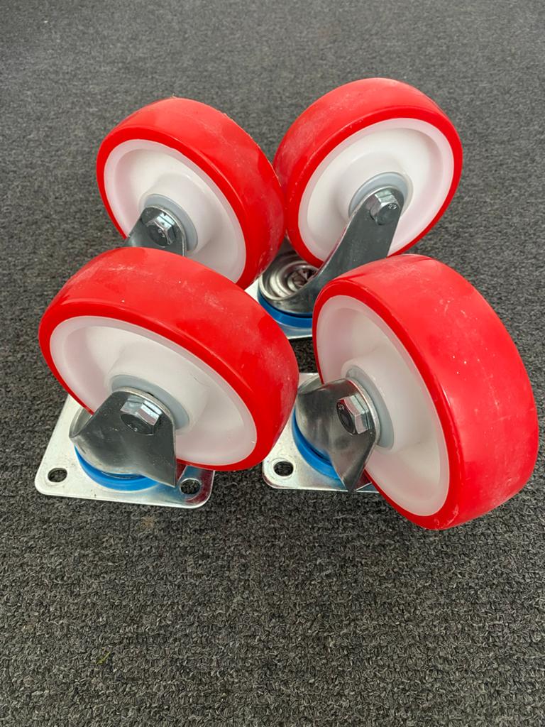 Set van 4 zwenkwielen, 180kg draagkracht, Doe-het-zelf en Verbouw, Zwenkwielen, Ophalen of Verzenden, Zo goed als nieuw