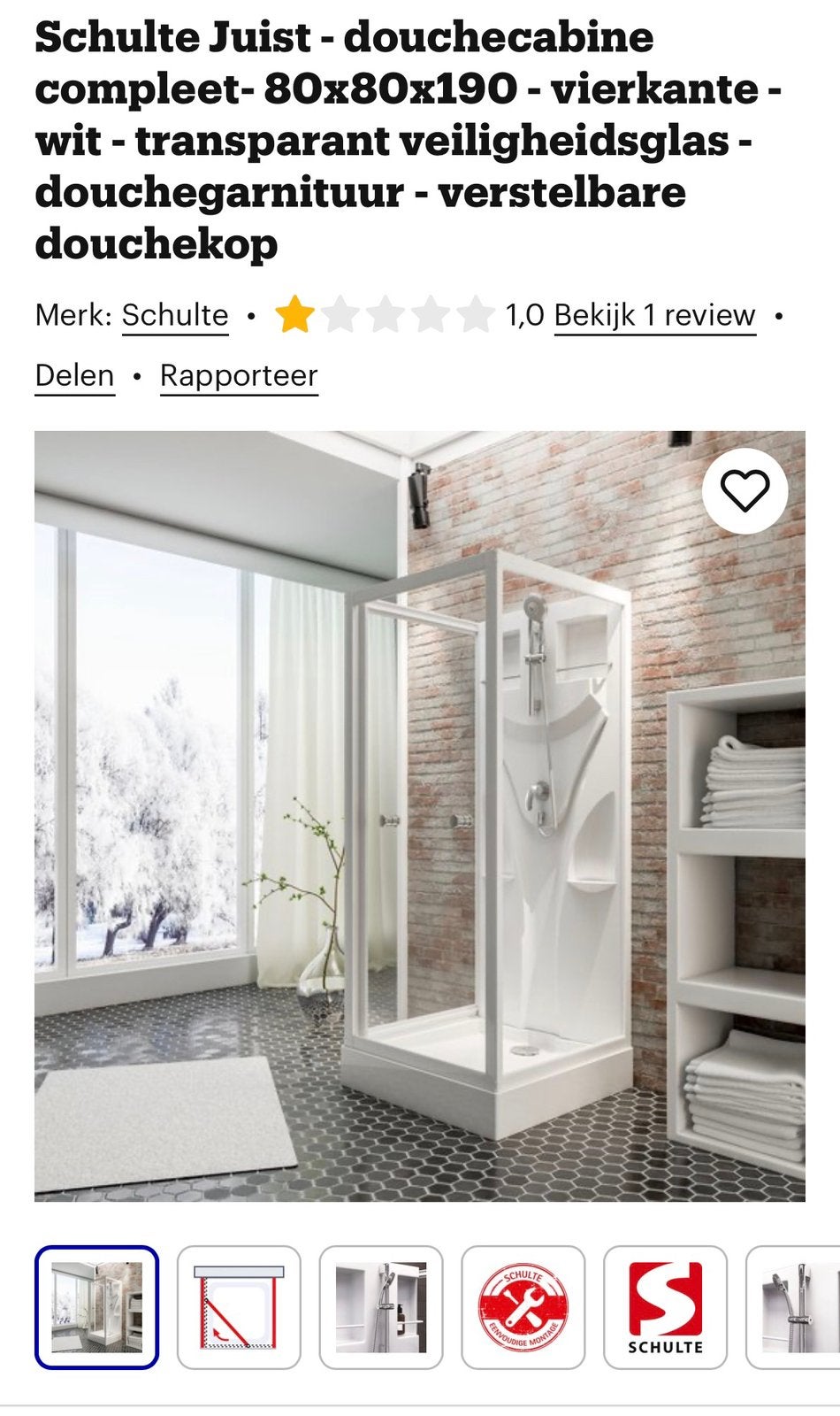 Schulte Juist - douchecabine compleet- 80x80x190, Ophalen, Zo goed als nieuw