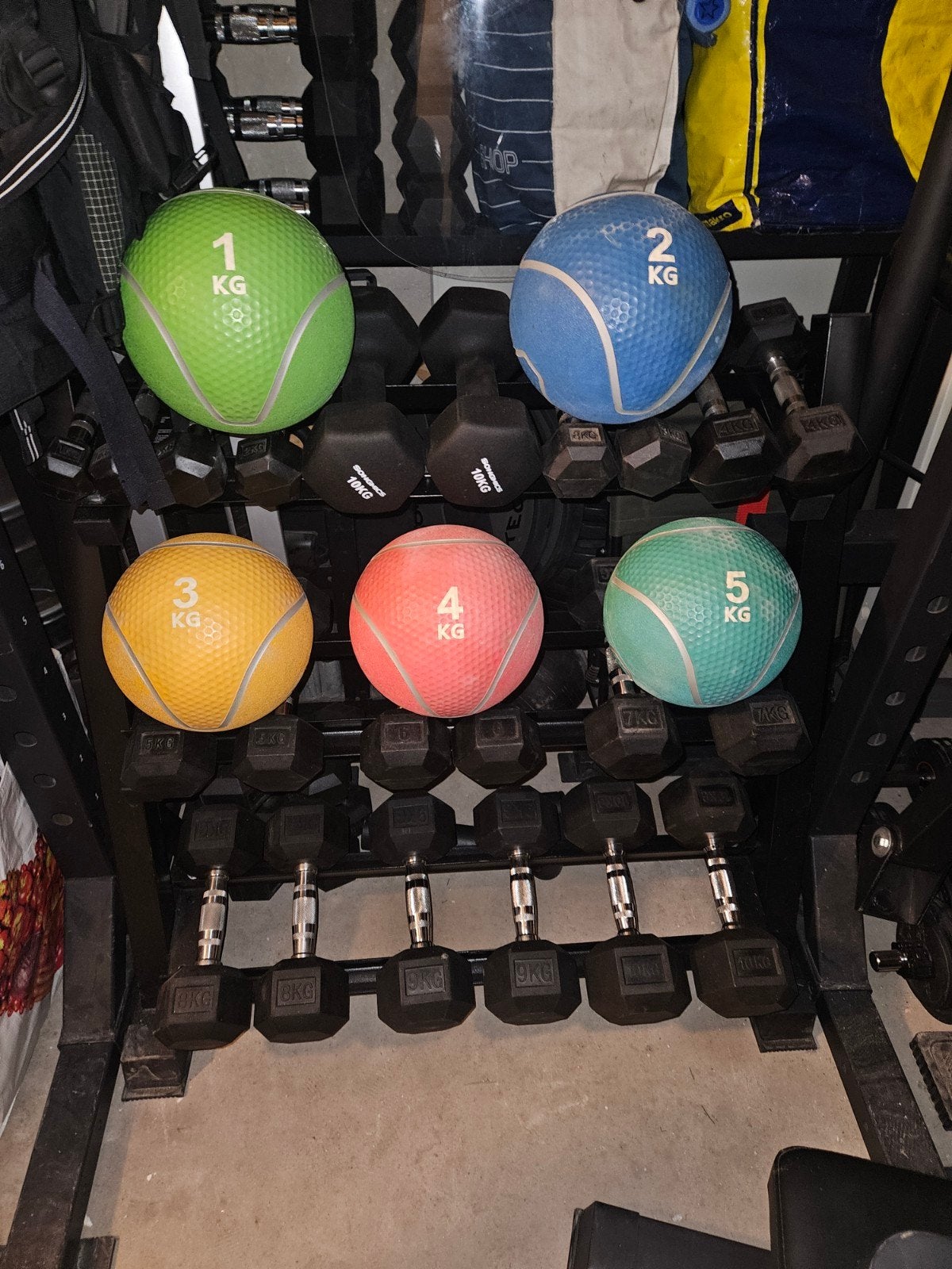Dumbbell set 1kg t/m 10inclusief rek  en medicine balls, Ophalen, Dumbbell