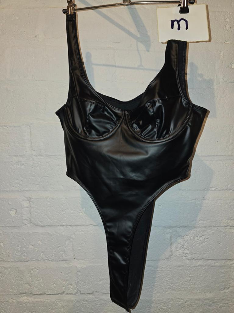 Wetlook body maat m, Verzenden, Zwart, Body of Korset