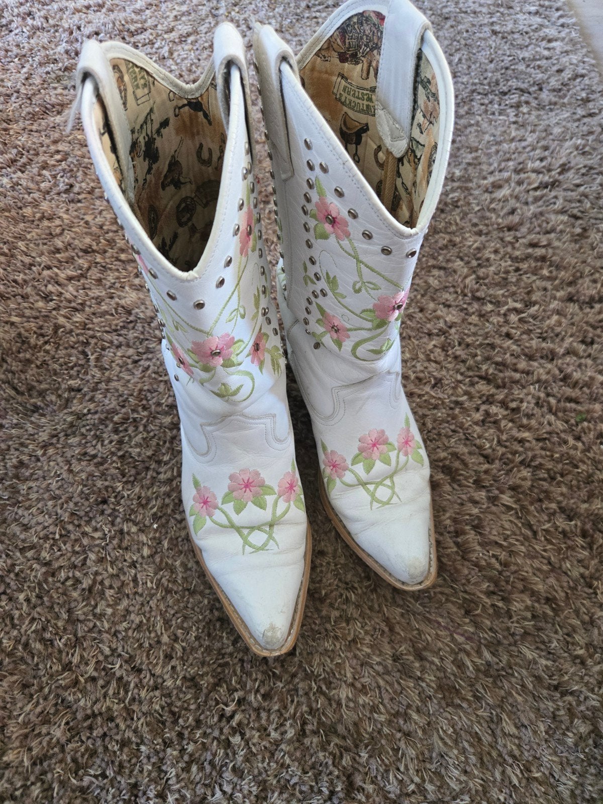 Witte Kentucky's Western cowboylaarzen met bloemen maat 40n, Wit, Lage of Enkellaarzen, Ophalen of Verzenden, Kentucky's Western