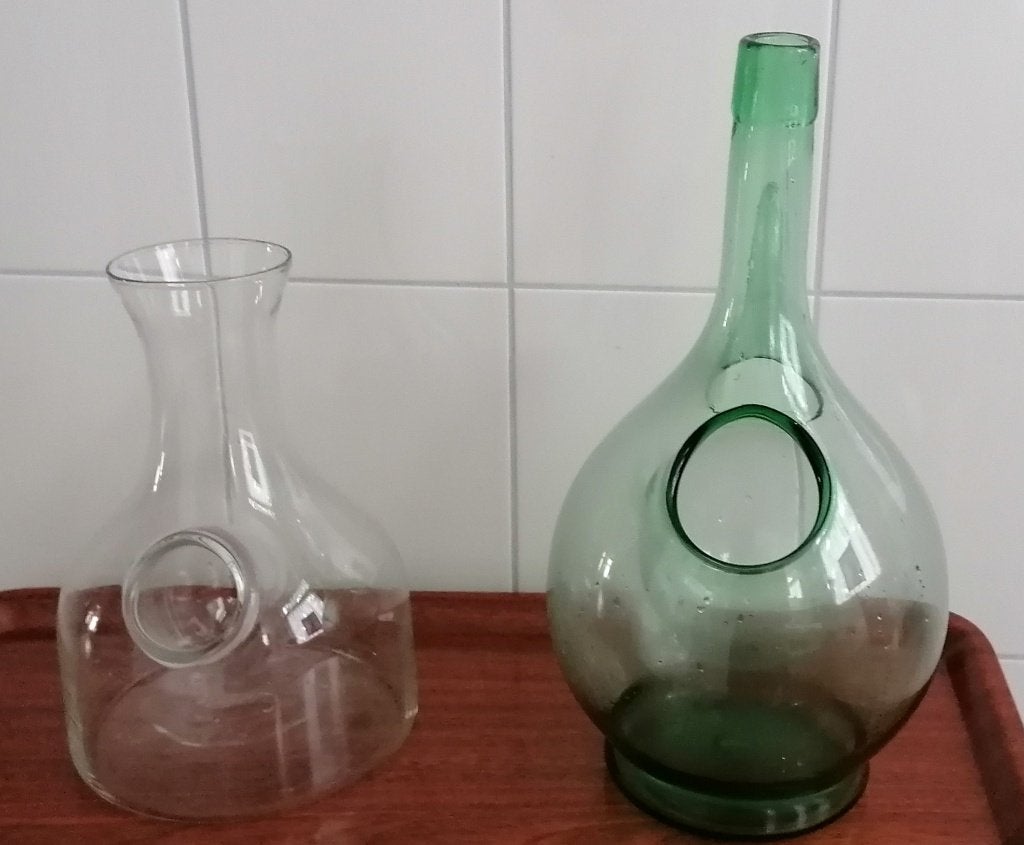 Antiek decanteer helder glas en groenglas met koeler VANAF, Antiek en Kunst, Antiek | Glas en Kristal, Ophalen of Verzenden
