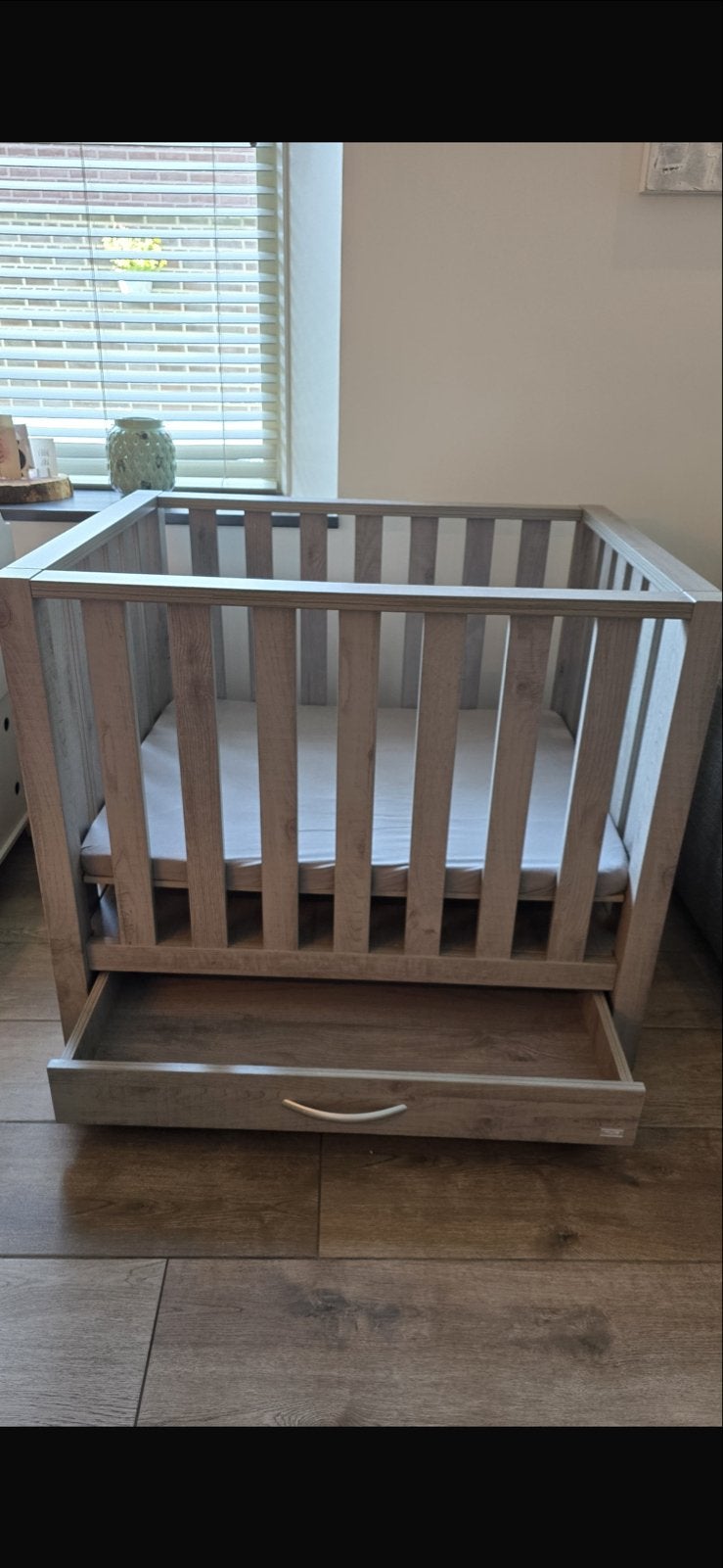 Box met matras en Koeka boxkleed, Ophalen, Gebruikt
