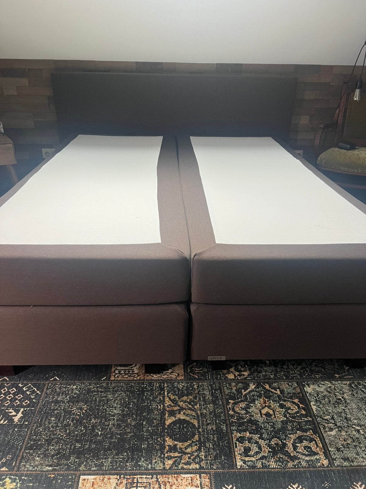 Boxspring Avek 160x200, Ophalen, Bruin, 210 cm, Tweepersoons