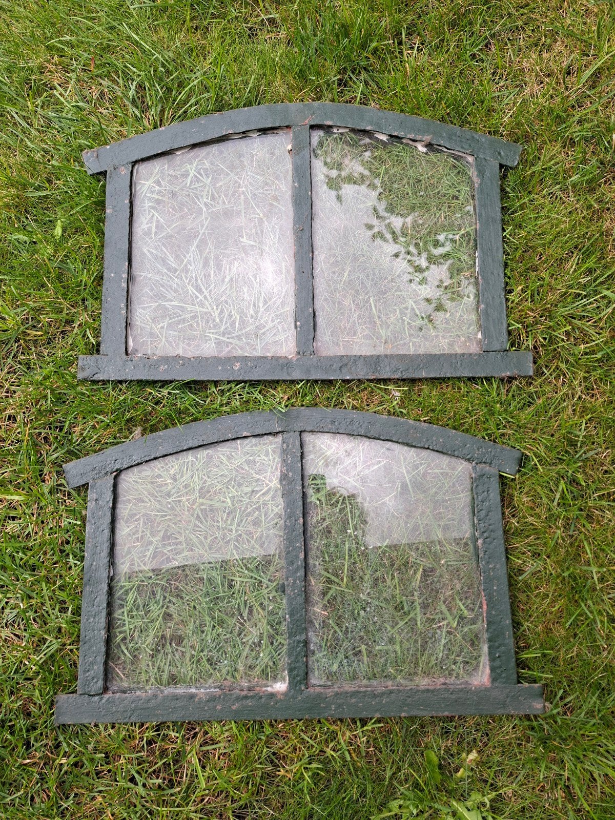 Twee Gebogen Ramen voor Tuinhuis of Decoratie, Gevelraam of Ruit, Gebruikt, Minder dan 80 cm, Minder dan 80 cm