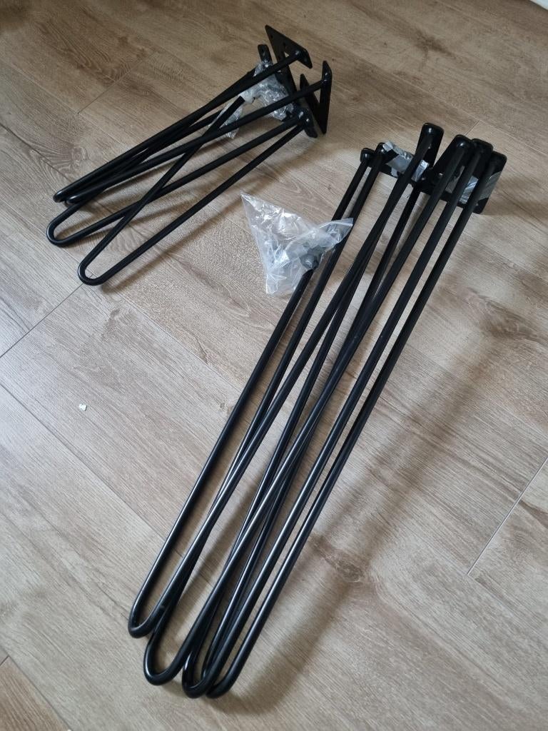 Haarspeldpoten meubelpoten stoelpoten zwart staal, Ophalen, Minder dan 50 cm, Gebruikt, 50 tot 100 cm