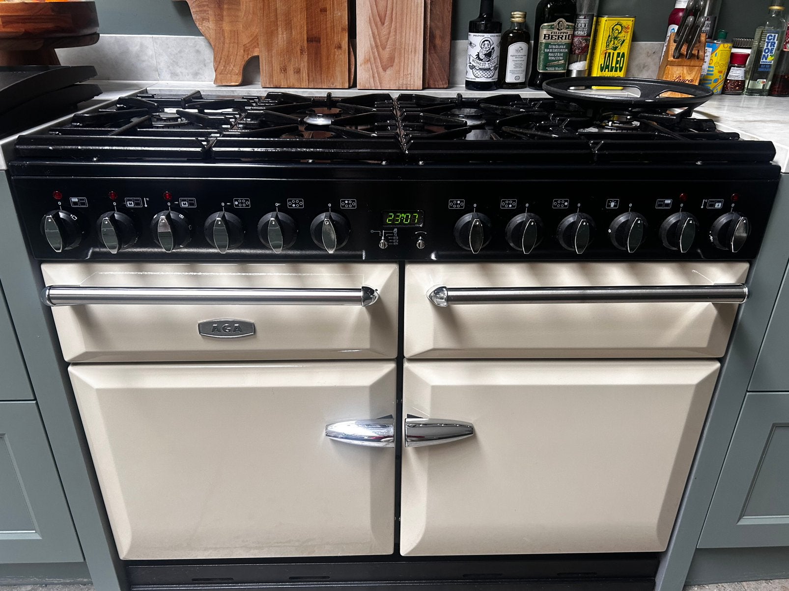 AGA 110 cm gasfornuis creme, Ophalen, Gebruikt, 60 cm of meer, Gas