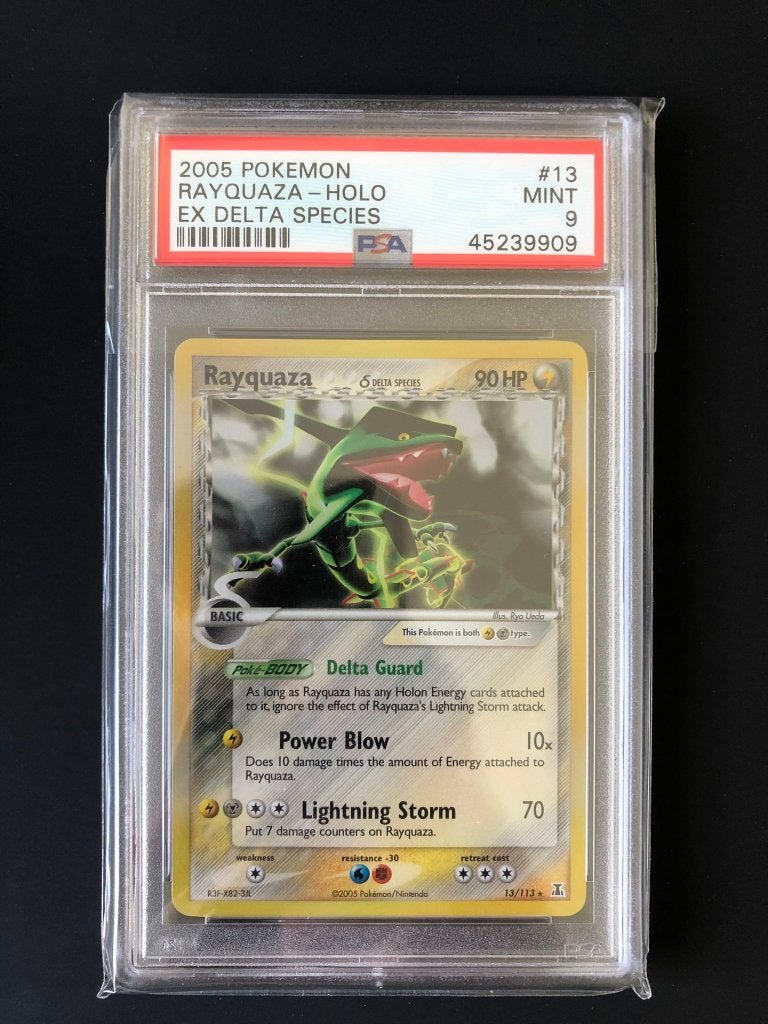 Rayquaza holo psa 9 ex delta species, Ophalen of Verzenden, Nieuw, Losse kaart