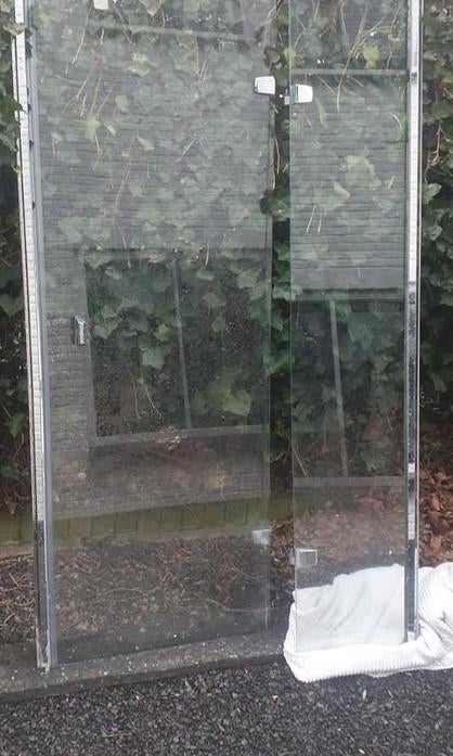 Douchedeur + zijwandje helder glas/ chroom lijsten, Huis en Inrichting, Ophalen, Gebruikt, Overige typen, 50 tot 100 cm