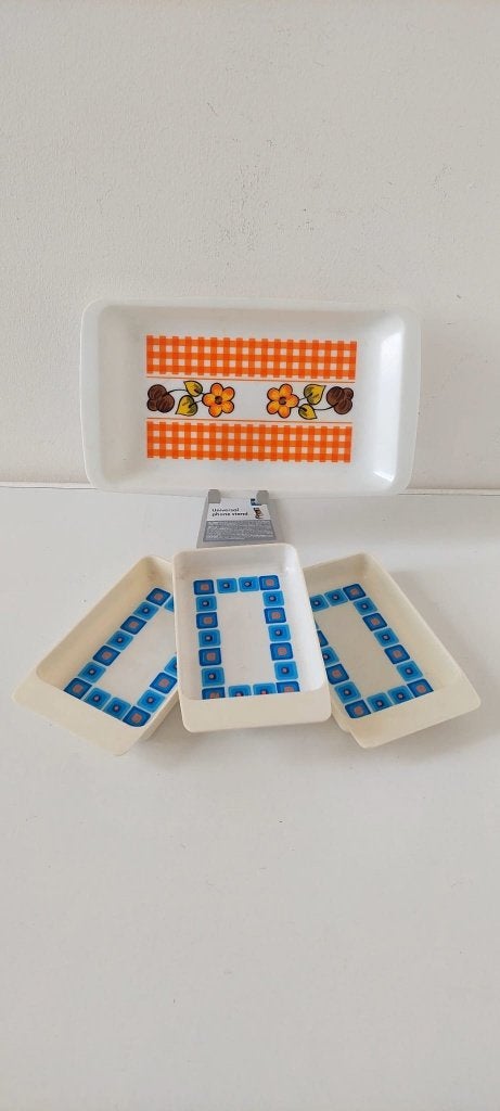 Vintage Jaren 70 Snack pinda set • Space Age & Gingham, Ophalen of Verzenden, Huis en Inrichting