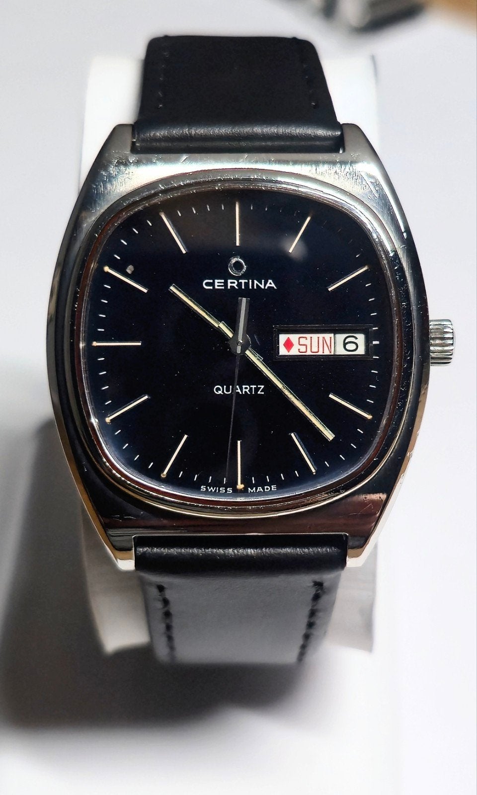 Vintage Certina Quartz Day-Date Ref. 741 3004 41 – Blue Sunb, Sieraden, Tassen en Uiterlijk, Horloges | Heren, Overige merken