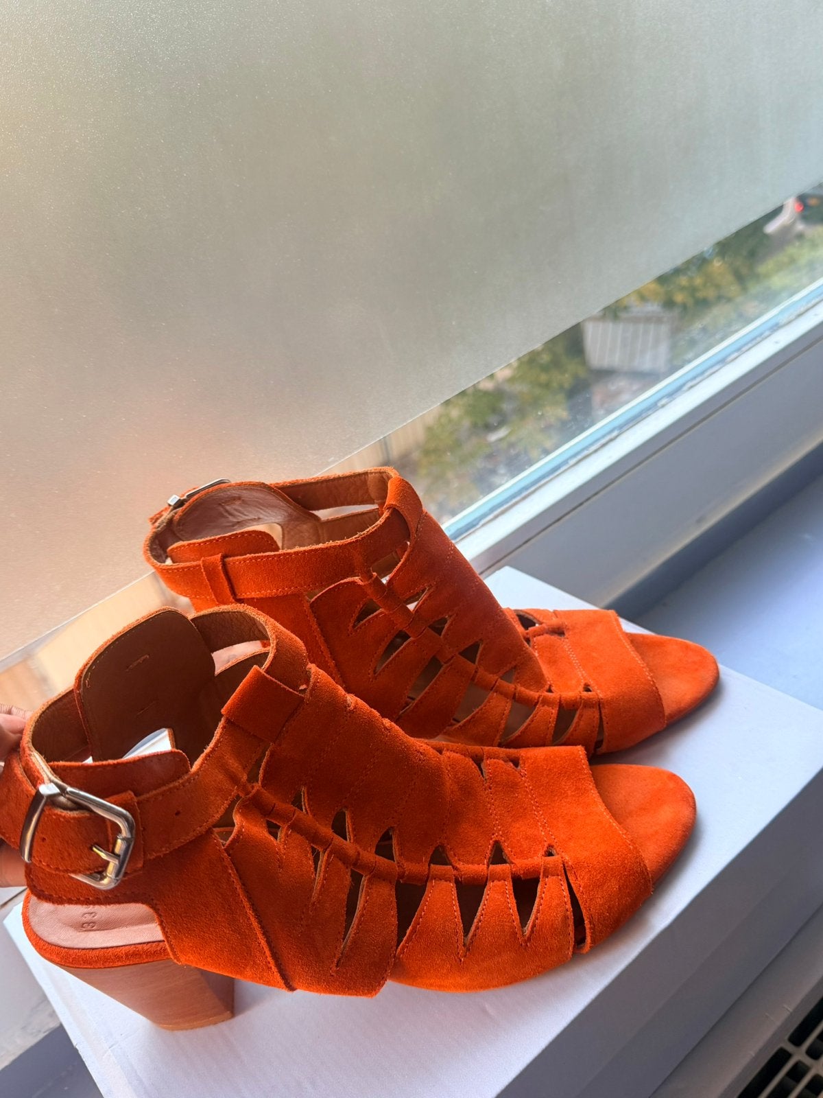 Zomer sandalen met blokhak, Ophalen, Oranje, Sandalen of Muiltjes, Gedragen