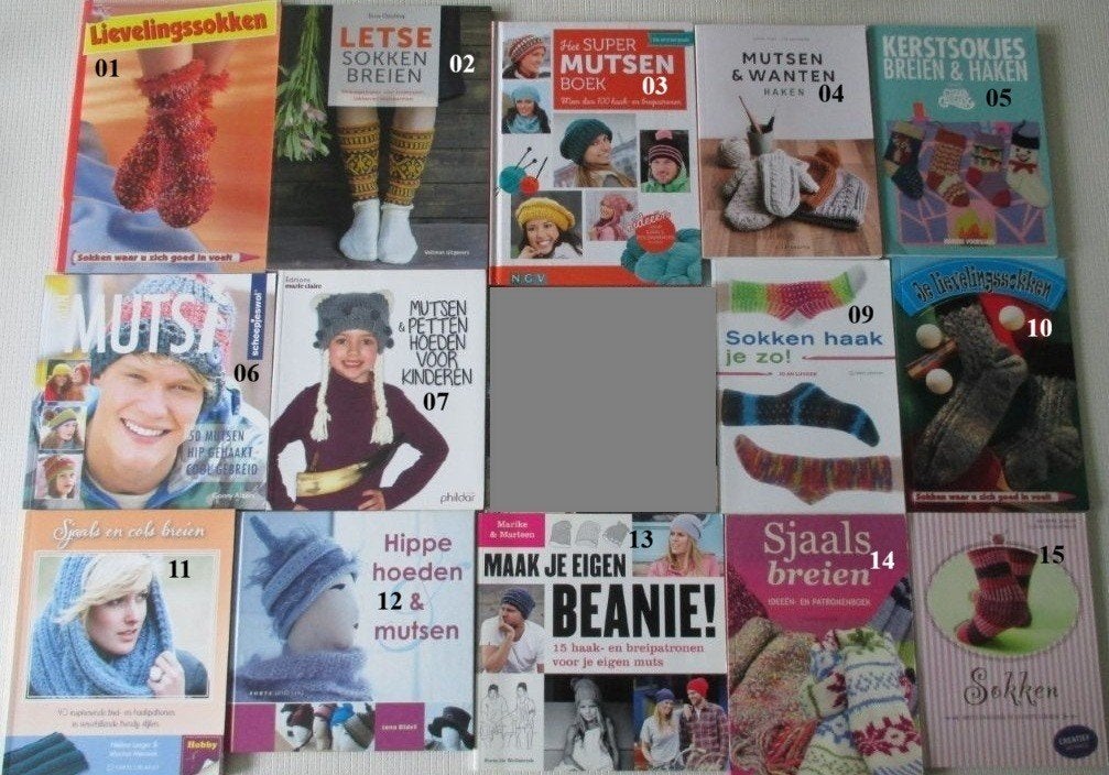 Breiboeken,Breien,Haken,Sokken,Wanten,Mutsen,Sjaals,Beanie, Verzenden, Zo goed als nieuw, Breien of Haken, Patroon of Boek
