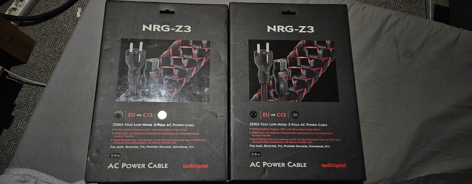 Audioquest NRG Z3 3 meter stroomkabel, Ophalen of Verzenden, Zo goed als nieuw, 2 tot 5 meter, Overige kabels