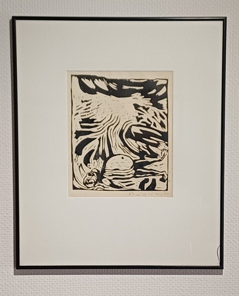 Linoleumsnede Aad de Haas Zonder titel 1953, Ophalen