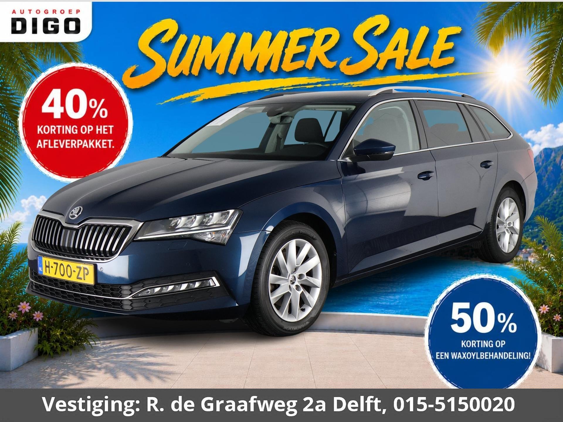 Skoda Superb Combi 1.5 TSI ACT Business Edition Automaat | N, Auto's, Stof, 4 cilinders, 150 pk, Blauw