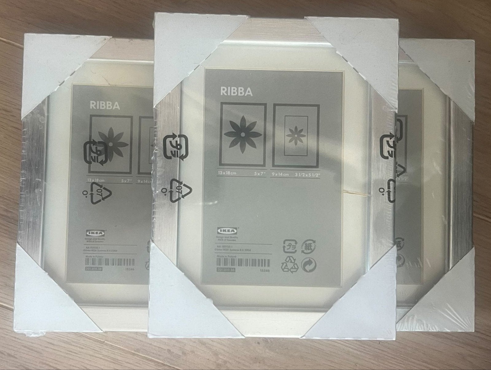 3 Nieuwe zilverkleurige IKEA RIBBA fotolijsten, Nieuw, Ophalen of Verzenden, Fotolijst, Met glas