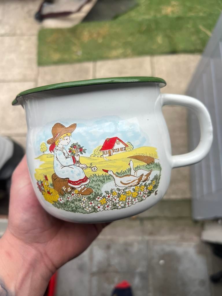 Emaille melk/water kan, Antiek en Kunst, Antiek | Emaille, Ophalen of Verzenden