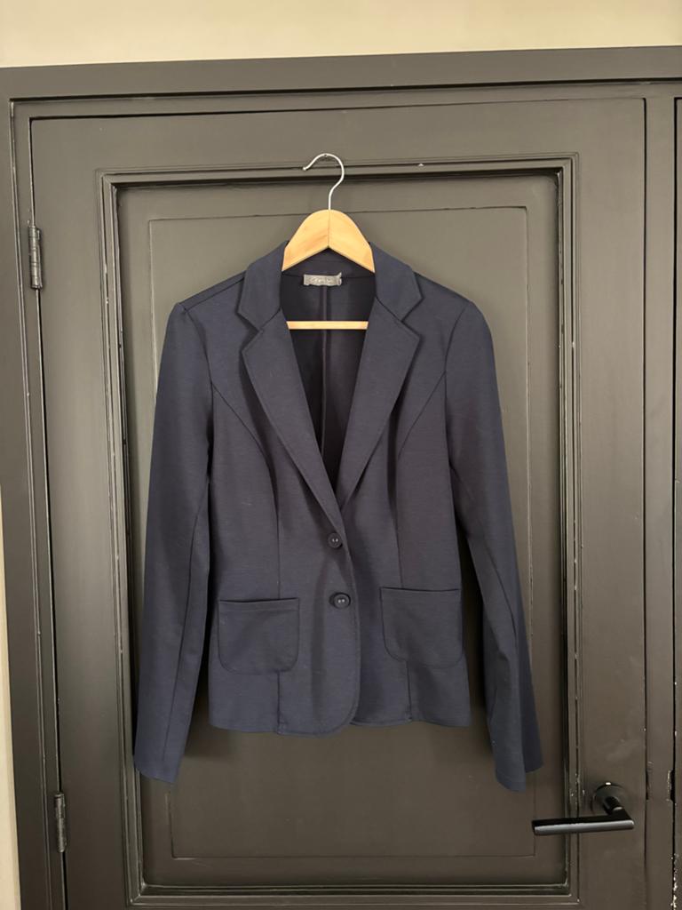 Geisha Donkerblauw Jasje Maat L/40, Kleding | Dames, Jasjes, Kostuums en Pakken, Blauw, Maat 42/44 (L), Ophalen of Verzenden, Jasje