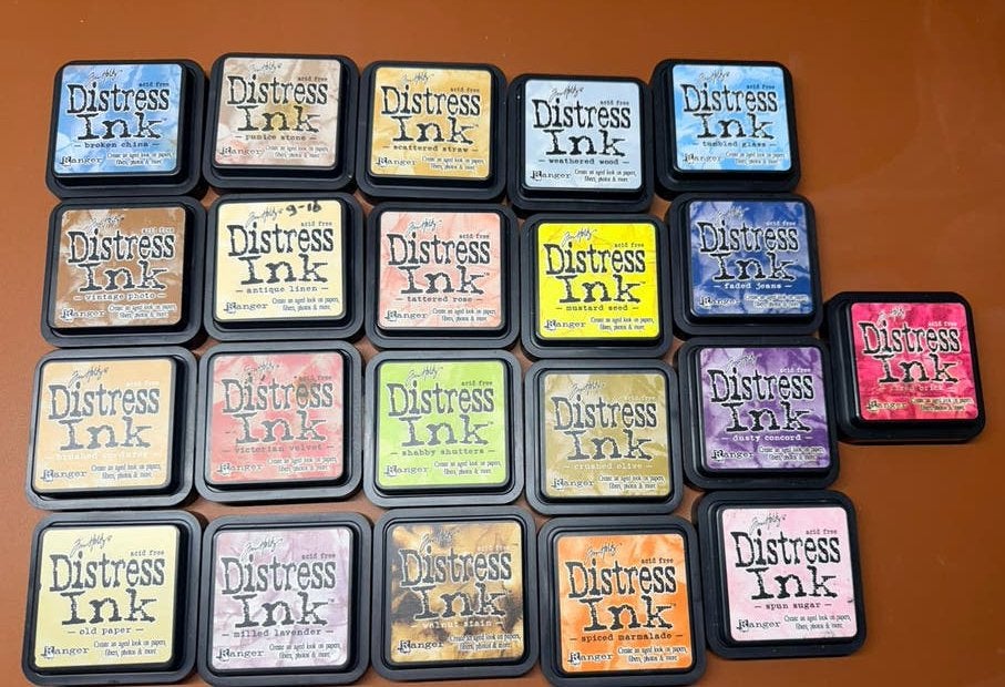 Tim Holtz Ranger Distress Ink set van 21 kleuren., Ophalen of Verzenden, Gebruikt