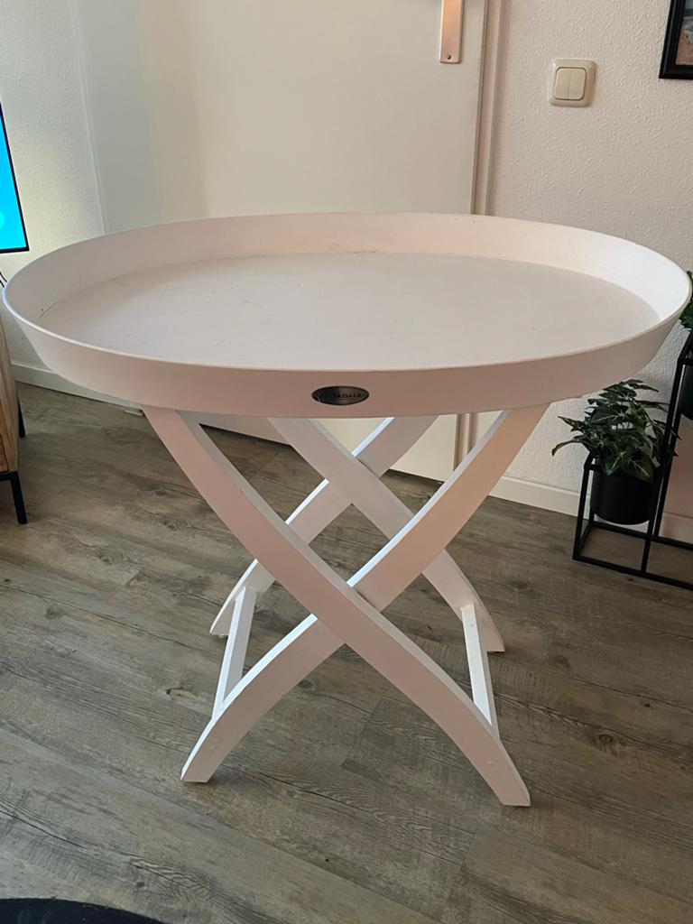 Riverdale bijzettafel / dienbladtafel wit, Ophalen, Gebruikt, Rond, 55 tot 75 cm