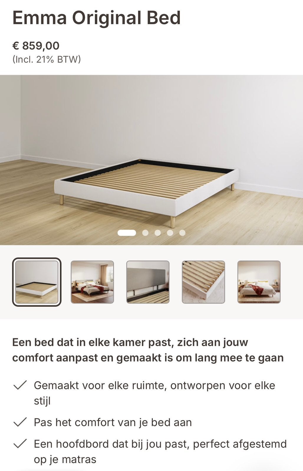 Emma bed nieuw, Ophalen, Zo goed als nieuw, Tweepersoons, 180 cm