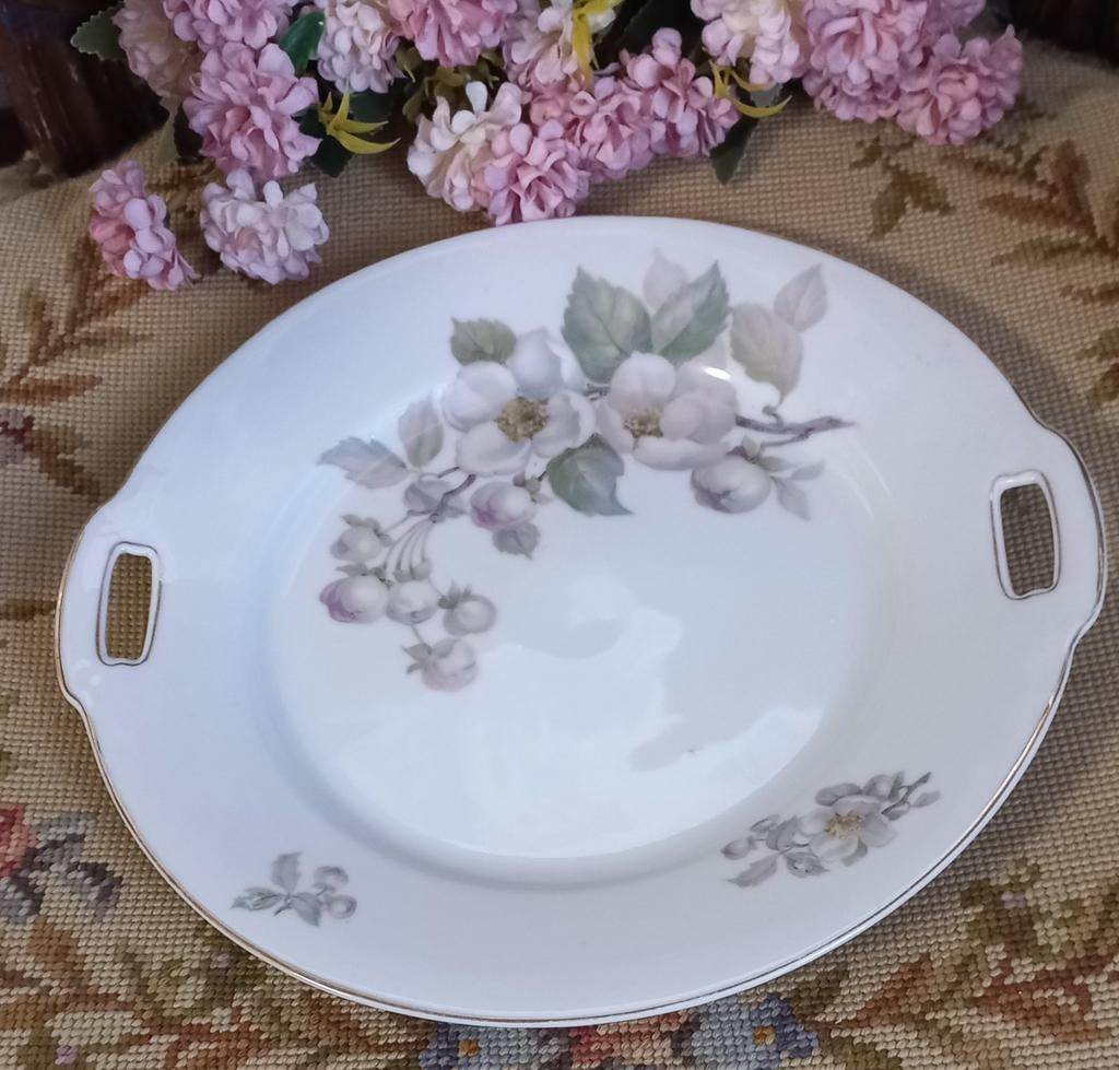 Brocante serveerschaal, roze kersenbloesem, P.T. Bavaria, Ophalen of Verzenden