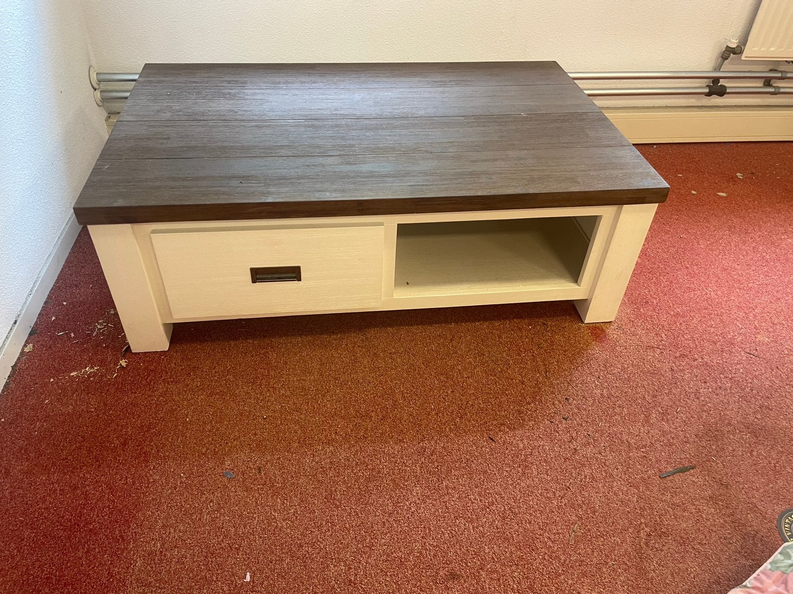 Salon tafel wit houtenblad, Ophalen, Zo goed als nieuw, Rechthoekig, 50 tot 100 cm