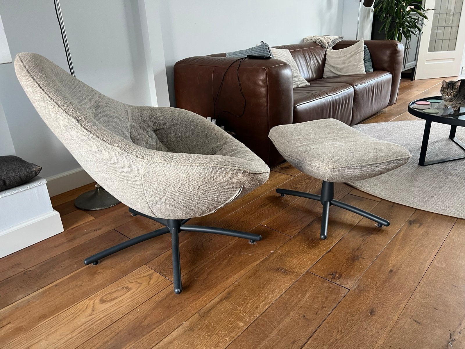 Hidde fauteuil en hocker - hoezen te vervangen, Ophalen of Verzenden, Gebruikt, Stof, 75 tot 100 cm