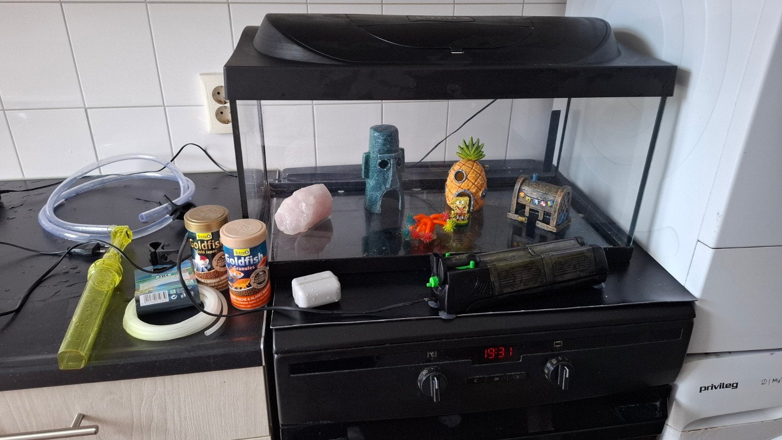 Aquarium +- 60L, Dieren en Toebehoren, Ophalen, Inclusief toebehoren, Gebruikt, Leeg aquarium