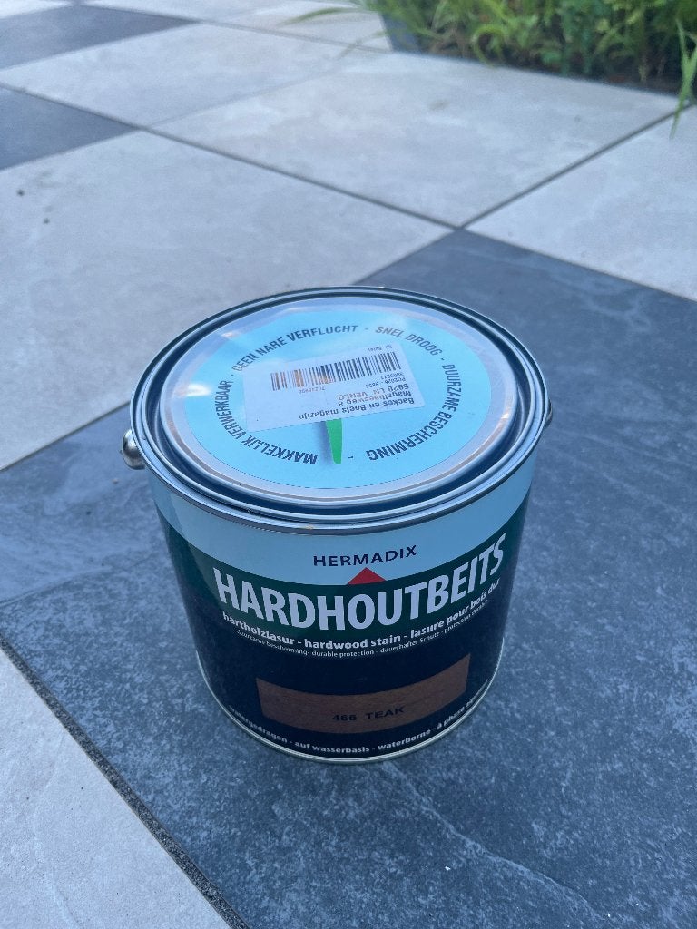 Hermadix Hardhoutbeits, kleur: Teak, Doe-het-zelf en Verbouw, Verf, Beits en Lak, Ophalen, Geel, Beits, Zo goed als nieuw