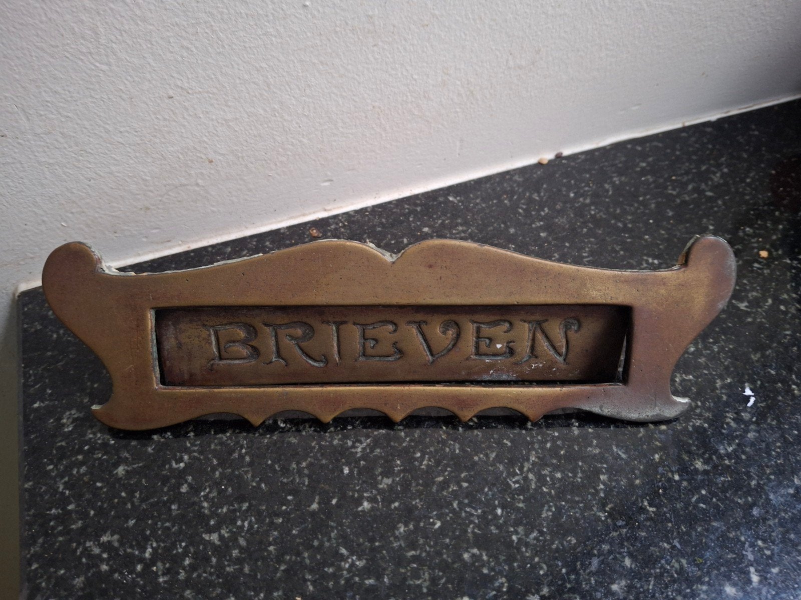 Vintage koperen bronzen brievenbusklep, Ophalen of Verzenden